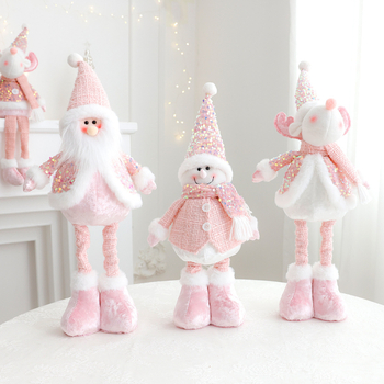 Új rózsaszín Mikulás hóember szarvas karácsonyi dekorációk szövet baba dekoráció ülő baba díszek