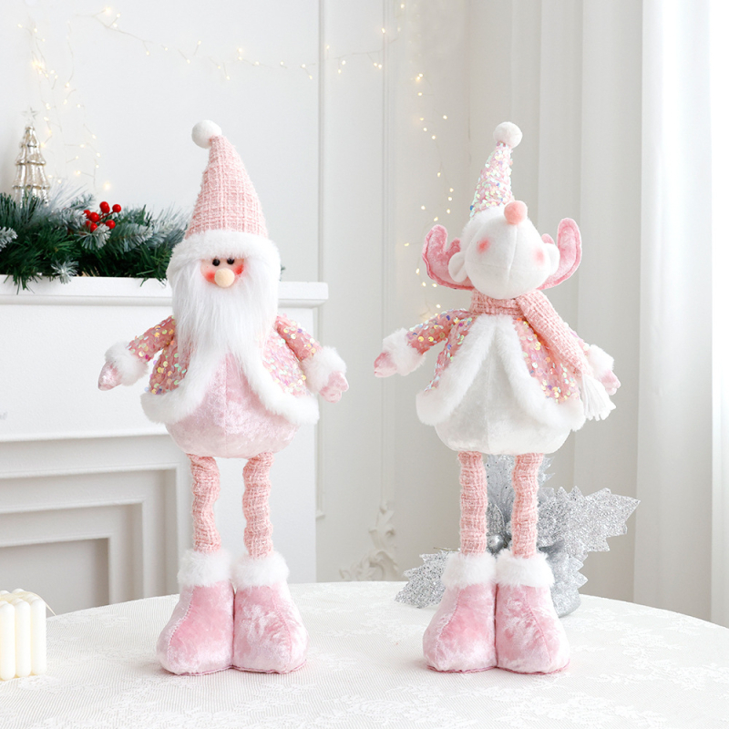 Új rózsaszín Mikulás hóember szarvas karácsonyi dekorációk szövet baba dekoráció ülő baba díszek