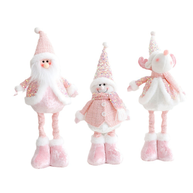 Új rózsaszín Mikulás hóember szarvas karácsonyi dekorációk szövet baba dekoráció ülő baba díszek