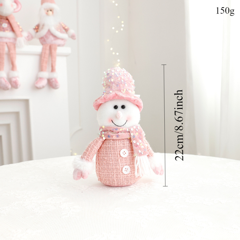 Új rózsaszín Mikulás hóember szarvas karácsonyi dekorációk szövet baba dekoráció ülő baba díszek