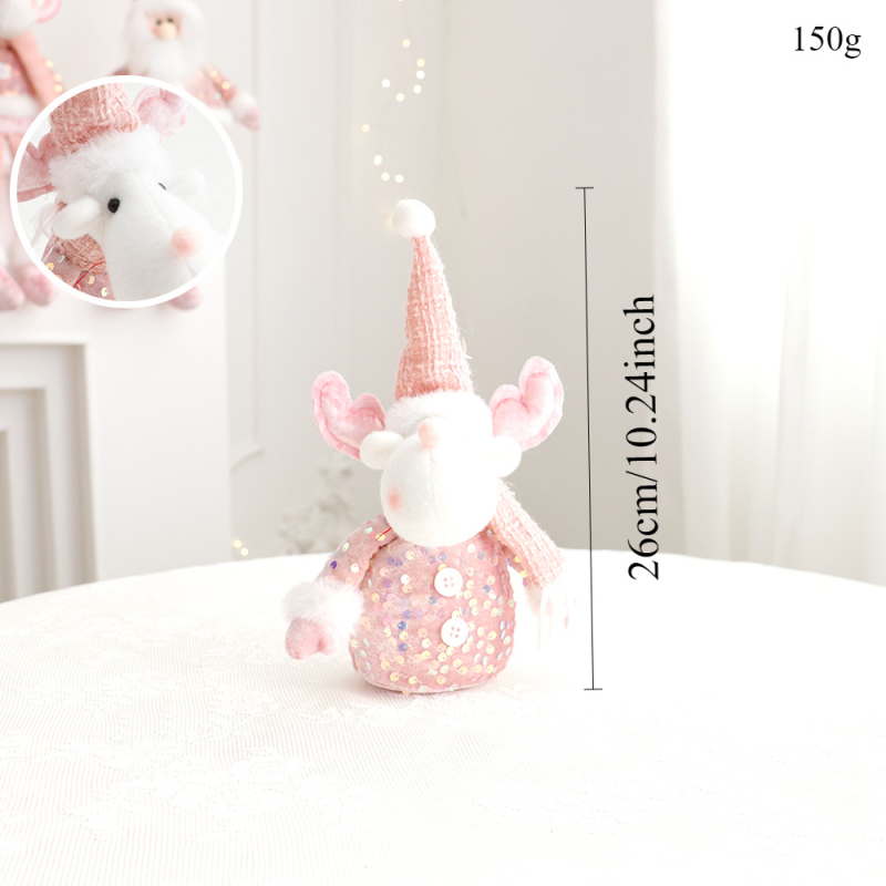 Új rózsaszín Mikulás hóember szarvas karácsonyi dekorációk szövet baba dekoráció ülő baba díszek