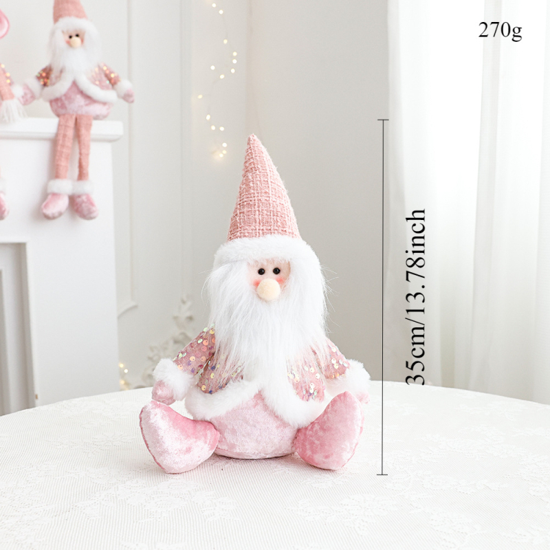 Új rózsaszín Mikulás hóember szarvas karácsonyi dekorációk szövet baba dekoráció ülő baba díszek