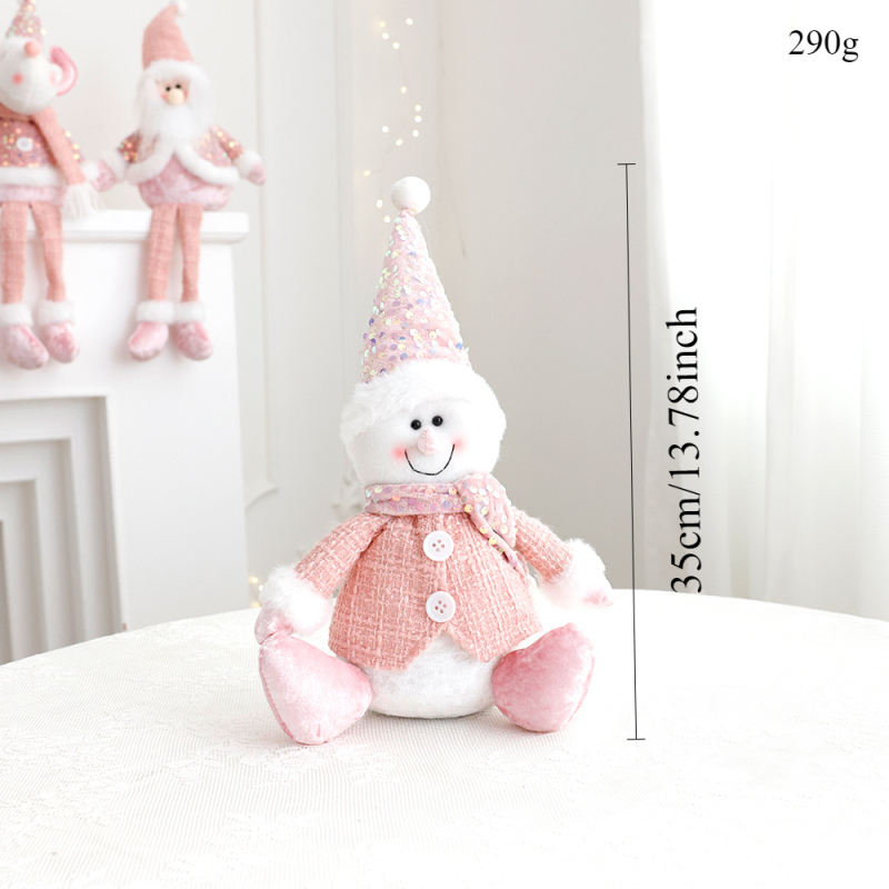 Új rózsaszín Mikulás hóember szarvas karácsonyi dekorációk szövet baba dekoráció ülő baba díszek
