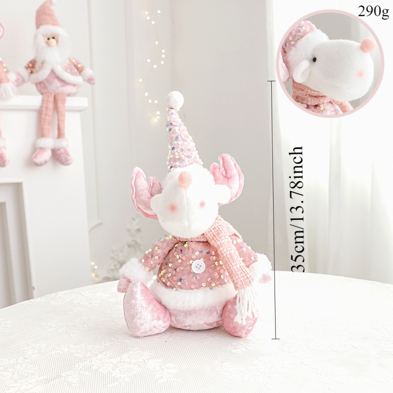 Új rózsaszín Mikulás hóember szarvas karácsonyi dekorációk szövet baba dekoráció ülő baba díszek