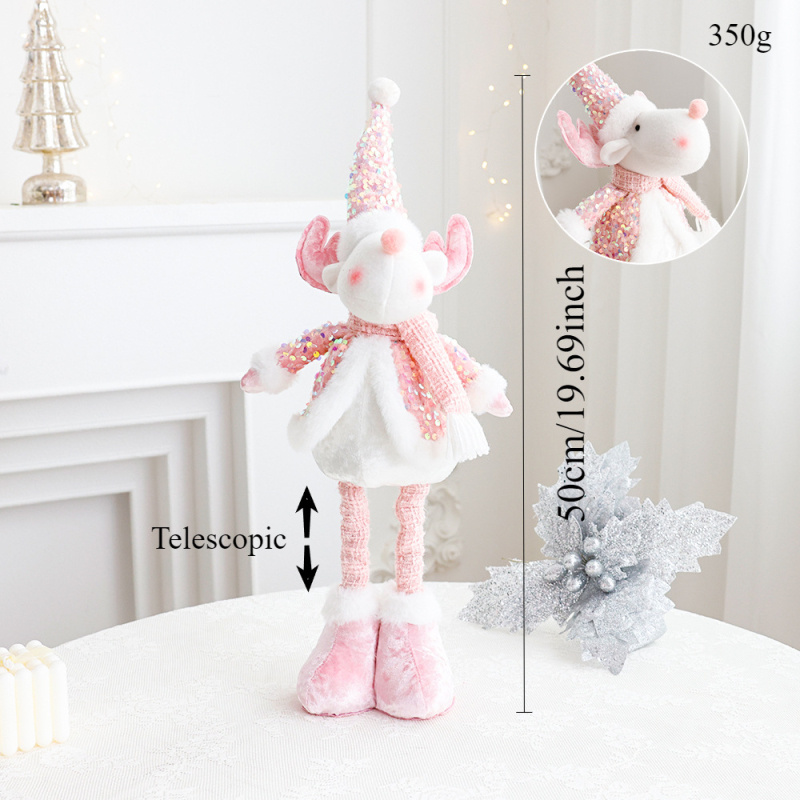 Új rózsaszín Mikulás hóember szarvas karácsonyi dekorációk szövet baba dekoráció ülő baba díszek
