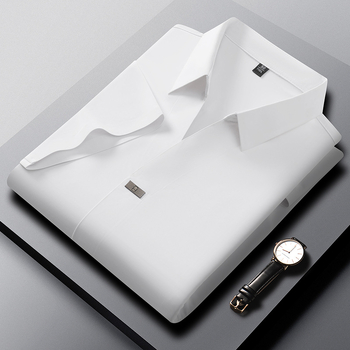 Εξωτερικό Εμπόριο Νέο Μεταξωτό Πόλο με Κοντά Μανίκια, Ανδρικό Επαγγελματικό, Casual, Μπλούζα με Πέτο και Πουκάμισο, Μονόχρωμο, Ανδρικά Ρούχα