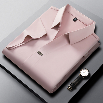 Εξωτερικό Εμπόριο Νέο Μεταξωτό Πόλο με Κοντά Μανίκια, Ανδρικό Επαγγελματικό, Casual, Μπλούζα με Πέτο και Πουκάμισο, Μονόχρωμο, Ανδρικά Ρούχα