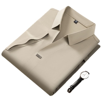 Εξωτερικό Εμπόριο Νέο Μεταξωτό Πόλο με Κοντά Μανίκια, Ανδρικό Επαγγελματικό, Casual, Μπλούζα με Πέτο και Πουκάμισο, Μονόχρωμο, Ανδρικά Ρούχα