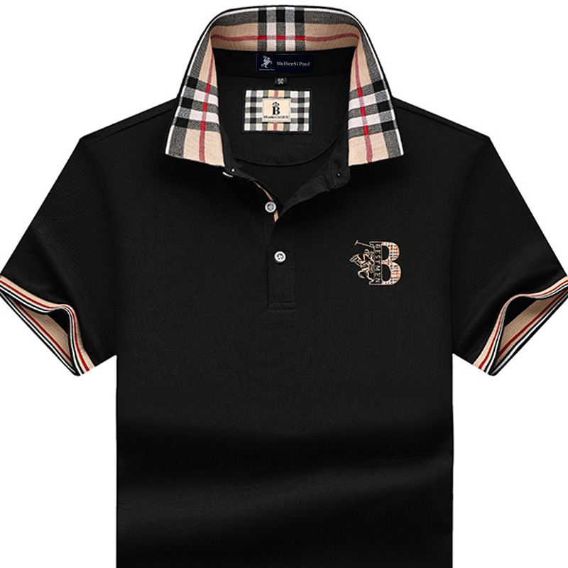 Paul férfi hajtókás pamut póló nyári új üzleti hétköznapi bő rövid ujjú férfi póló divatos