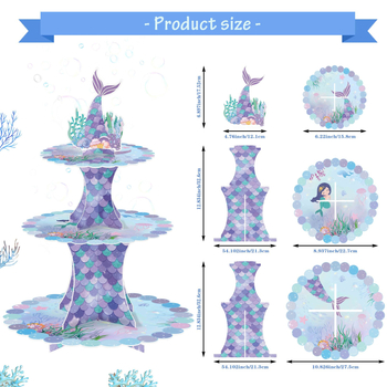 Koogialus paberist kolmekihiline sünnipäevapeo loominguline koogialuse kaunistus koomiksi merineitsi pulmamagustoidulaud
