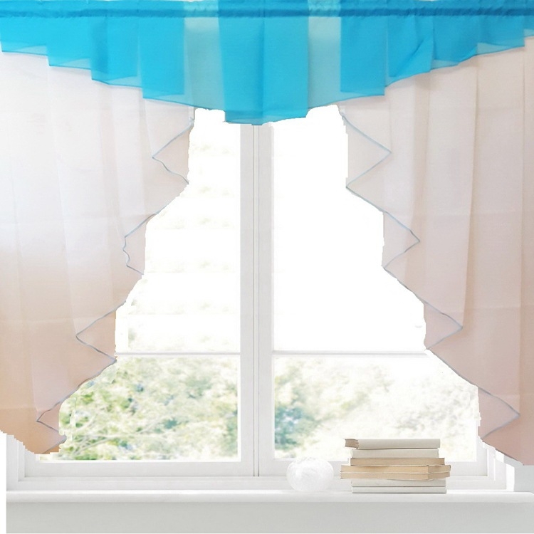 Europietiško stiliaus paprastos užuolaidos, nešiojamos strypo tipo, sulankstomo voko tipo, daugiaspalvio siuvinėto lango ekrano, paprasto didelio tankio trilono siūlų