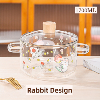 „Creative Bear“ dvigubos ausys sriubos puodas dryžuotas puodas stiklinis permatomas sveikatos puodas elektrinė keraminė viryklė šildomas greito paruošimo makaronų dubenėlis pieno puodas