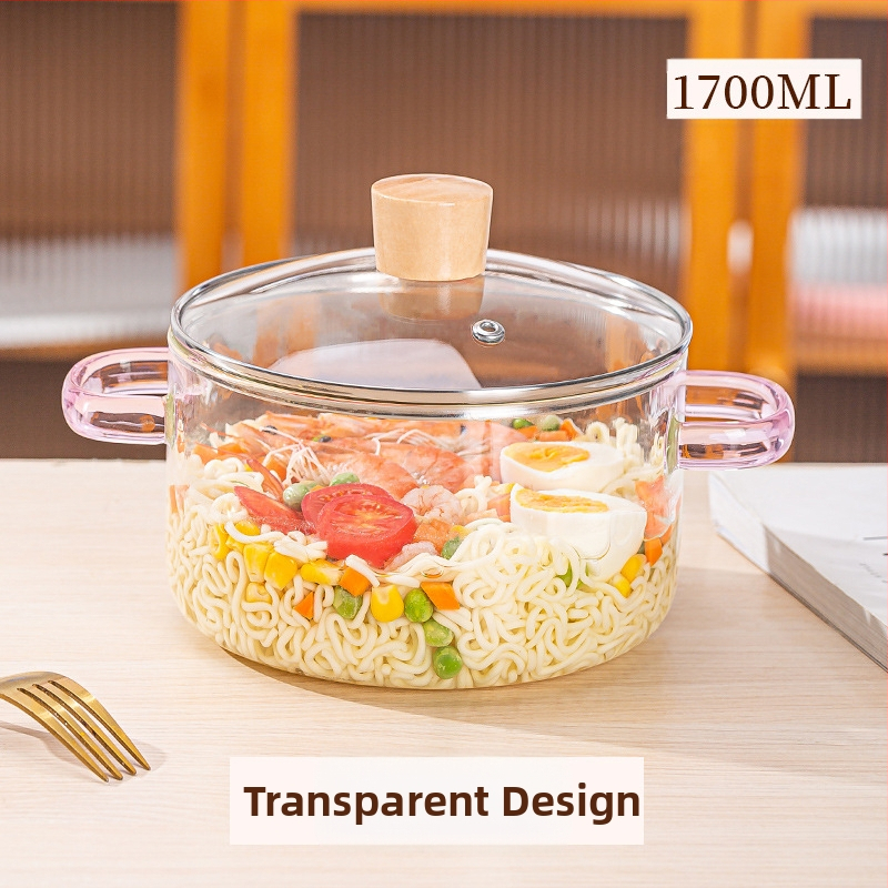 „Creative Bear“ dvigubos ausys sriubos puodas dryžuotas puodas stiklinis permatomas sveikatos puodas elektrinė keraminė viryklė šildomas greito paruošimo makaronų dubenėlis pieno puodas