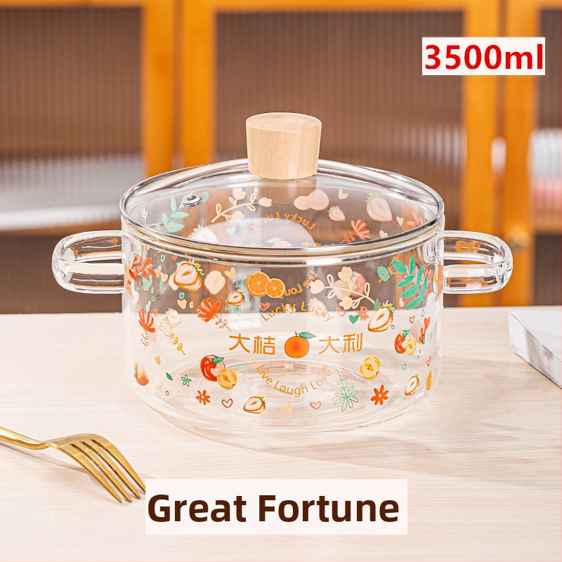 „Creative Bear“ dvigubos ausys sriubos puodas dryžuotas puodas stiklinis permatomas sveikatos puodas elektrinė keraminė viryklė šildomas greito paruošimo makaronų dubenėlis pieno puodas