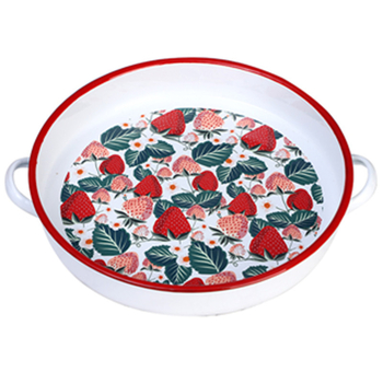 [Κατάλληλο για φούρνο] Σμάλτο Enamel Nordic Binaural Enamel πιάτο στρογγυλό πιάτο ψησίματος Οικιακά σερβίτσια