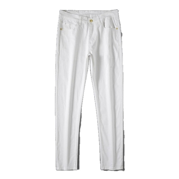 Нови бели мъжки дънки, прав крачол, свободен крой, за средна възраст, висококачествен разтеглив материал, ежедневни, чисто бели мъжки панталони, есенен стил