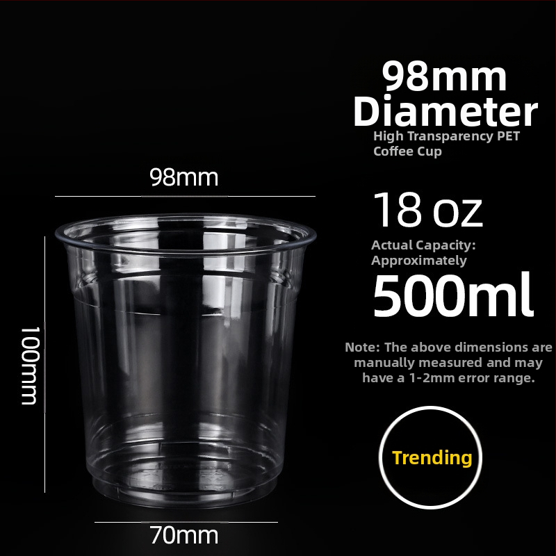 [Pritaikyta] 98 kalibro vienkartiniai kavos puodeliai, šalto gėrimo puodeliai, didelio skaidrumo, naminių gyvūnėlių gėrimų puodeliai, nepralaidūs išsinešimui.