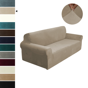 Amazon Супер мек кадифен едноцветен калъф за диван, цялостен еластичен калъф за диван, домашен плат, калъф за диван