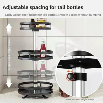 Virtuvės pasukamas prieskonių laikymo stovas, stalviršio kampinis pagardų aliejus, druskos padažas, acto butelis, stiklainis, daugiasluoksnis laikymo stovas