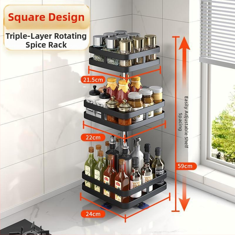 Virtuvės pasukamas prieskonių laikymo stovas, stalviršio kampinis pagardų aliejus, druskos padažas, acto butelis, stiklainis, daugiasluoksnis laikymo stovas