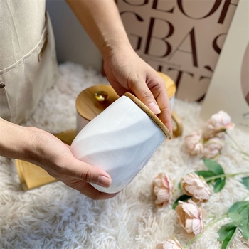 Kūrybingas keraminis sandarus stiklainis su bambuko dangteliu, virtuvės maistas, drėgmei atsparus, didelės vertės kavos arbatos stiklainis, birių indelių rinkinys namams