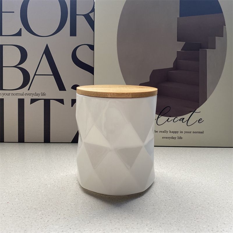 Kūrybingas keraminis sandarus stiklainis su bambuko dangteliu, virtuvės maistas, drėgmei atsparus, didelės vertės kavos arbatos stiklainis, birių indelių rinkinys namams