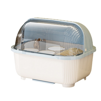 Διαφανές κουτί αποθήκευσης για μπολ και ξυλάκια με καπάκι, σχάρα αποστράγγισης για μπολ και πιάτα, σχάρα αποθήκευσης πιάτων κουζίνας, ντουλάπι