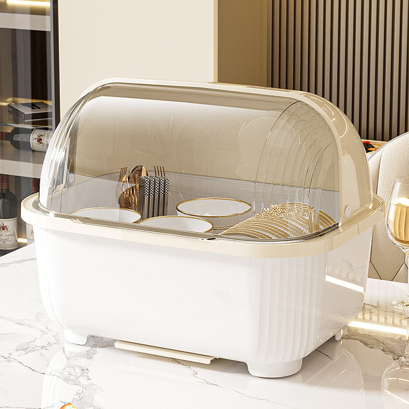 Átlátszó tál- és evőpálcika-tároló doboz fedéllel, csepegtetőtartó tálakhoz és tányérokhoz, konyhai edénytároló állvány, szekrény