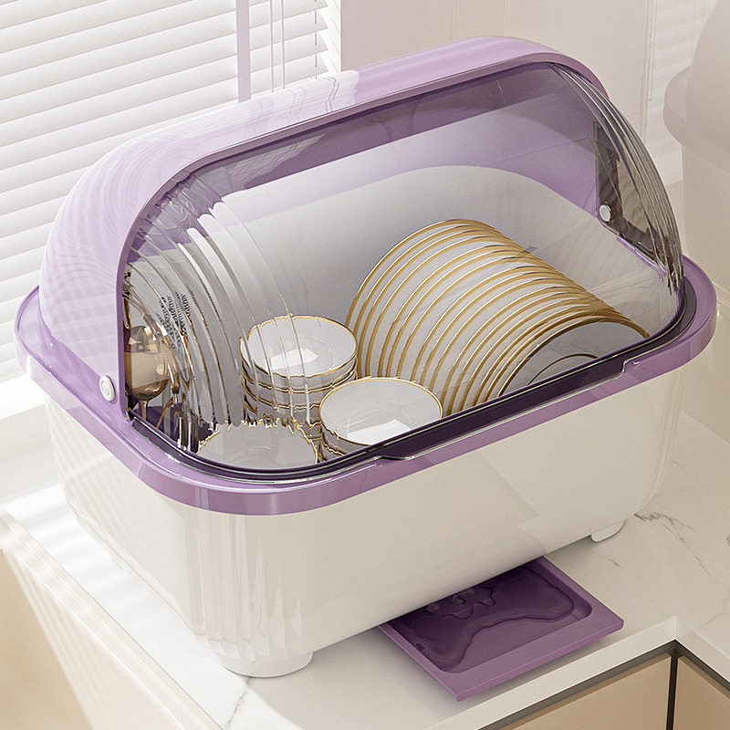 Átlátszó tál- és evőpálcika-tároló doboz fedéllel, csepegtetőtartó tálakhoz és tányérokhoz, konyhai edénytároló állvány, szekrény