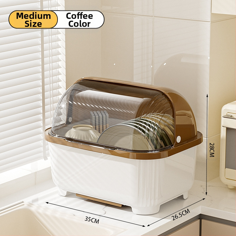 Átlátszó tál- és evőpálcika-tároló doboz fedéllel, csepegtetőtartó tálakhoz és tányérokhoz, konyhai edénytároló állvány, szekrény