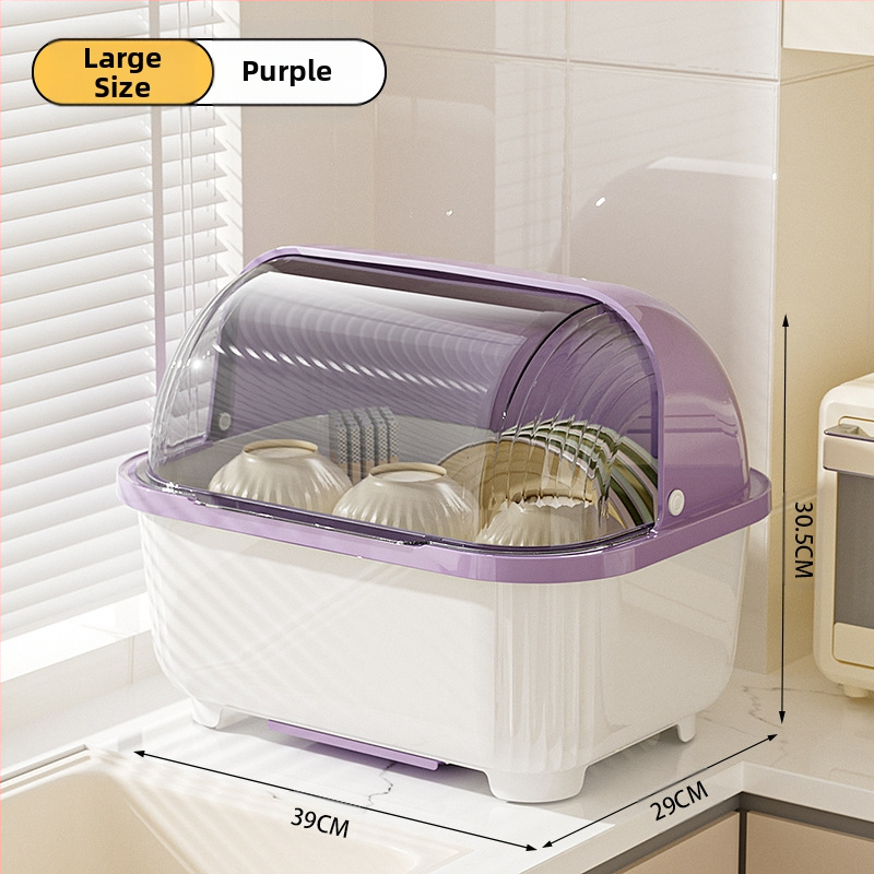 Átlátszó tál- és evőpálcika-tároló doboz fedéllel, csepegtetőtartó tálakhoz és tányérokhoz, konyhai edénytároló állvány, szekrény