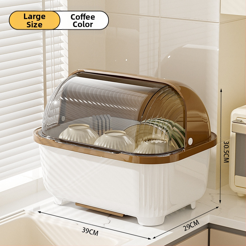 Átlátszó tál- és evőpálcika-tároló doboz fedéllel, csepegtetőtartó tálakhoz és tányérokhoz, konyhai edénytároló állvány, szekrény