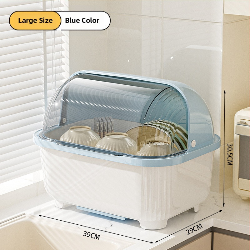 Átlátszó tál- és evőpálcika-tároló doboz fedéllel, csepegtetőtartó tálakhoz és tányérokhoz, konyhai edénytároló állvány, szekrény