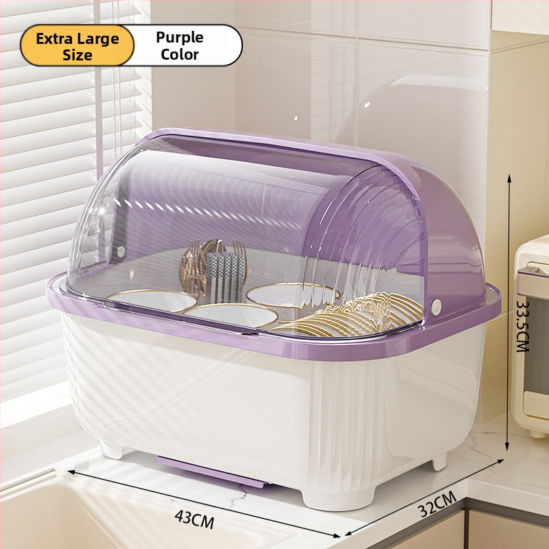 Átlátszó tál- és evőpálcika-tároló doboz fedéllel, csepegtetőtartó tálakhoz és tányérokhoz, konyhai edénytároló állvány, szekrény