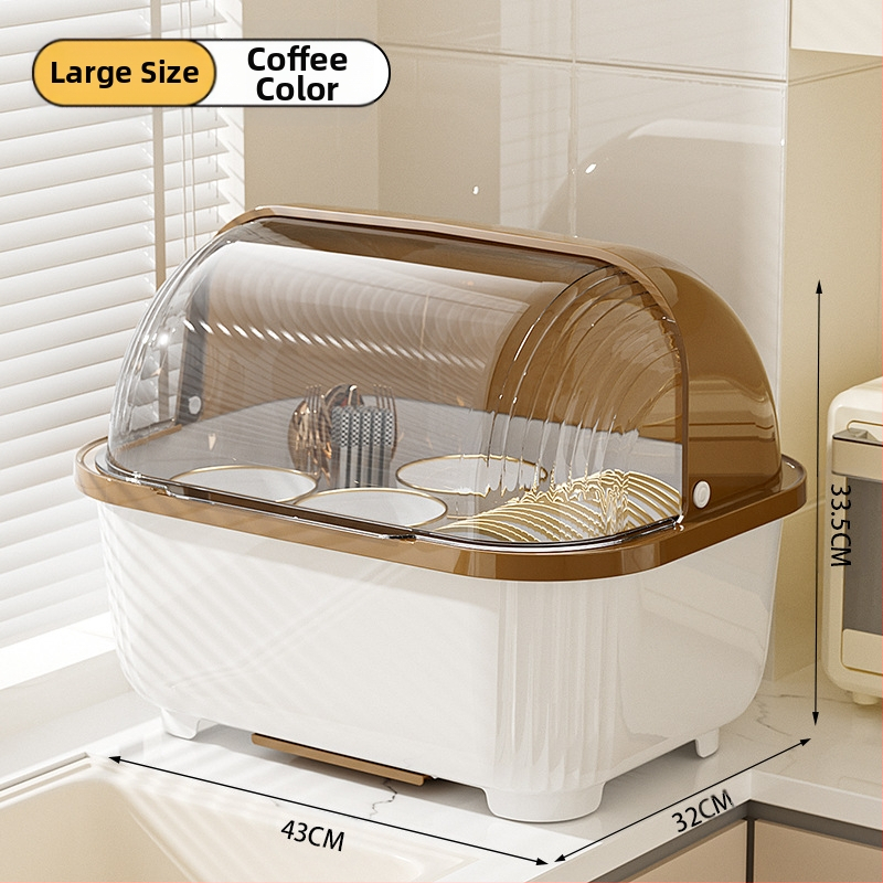 Átlátszó tál- és evőpálcika-tároló doboz fedéllel, csepegtetőtartó tálakhoz és tányérokhoz, konyhai edénytároló állvány, szekrény