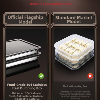 2023 Nova kutija za smrznute knedle od nehrđajućeg čelika 304, kućanski hladnjak, brzo smrznuta kutija za pohranu wonton pladanj