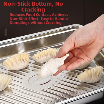 2023 Nova kutija za smrznute knedle od nehrđajućeg čelika 304, kućanski hladnjak, brzo smrznuta kutija za pohranu wonton pladanj