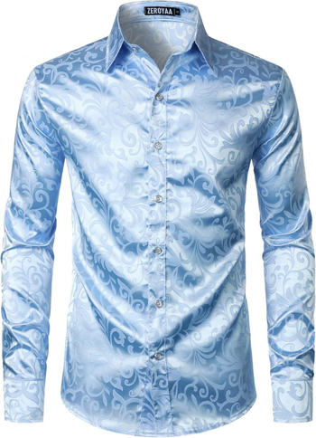 Πουκάμισα από μετάξι με κουμπιά και μοτίβο Paisley για άνδρες, μονόχρωμο πουκάμισο με στάμπα, κομψά πουκάμισα για άνδρες