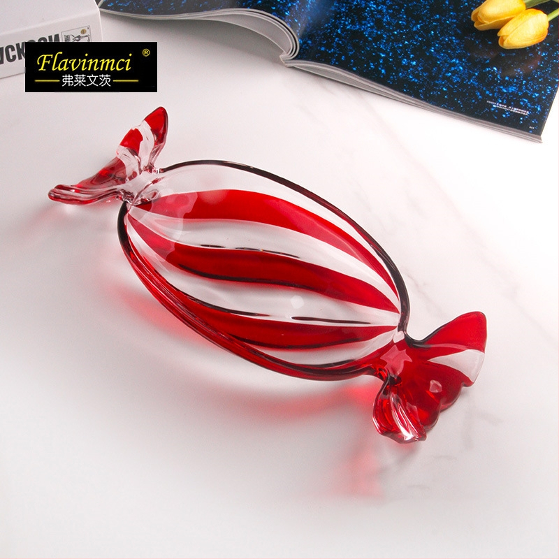 Spalvota stiklinė vaisių lėkštė Kūrybinga saldainių formos išdavimo lėkštė Saldainių lėkštė Namų apyvokos kambario džiovintų vaisių lėkštė Maisto lėkštė Vaisių lėkštė