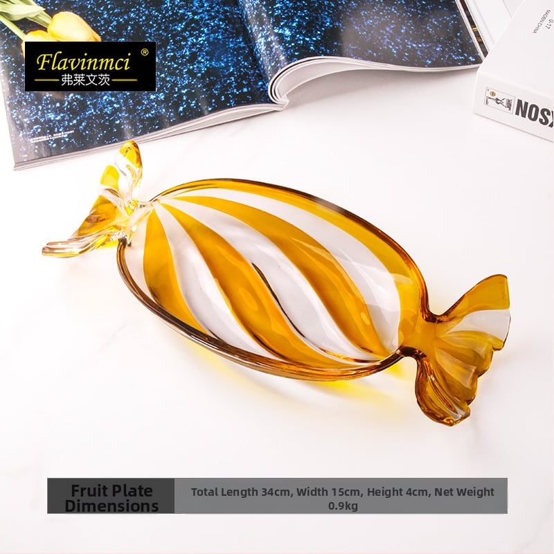 Spalvota stiklinė vaisių lėkštė Kūrybinga saldainių formos išdavimo lėkštė Saldainių lėkštė Namų apyvokos kambario džiovintų vaisių lėkštė Maisto lėkštė Vaisių lėkštė