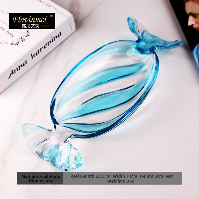 Spalvota stiklinė vaisių lėkštė Kūrybinga saldainių formos išdavimo lėkštė Saldainių lėkštė Namų apyvokos kambario džiovintų vaisių lėkštė Maisto lėkštė Vaisių lėkštė