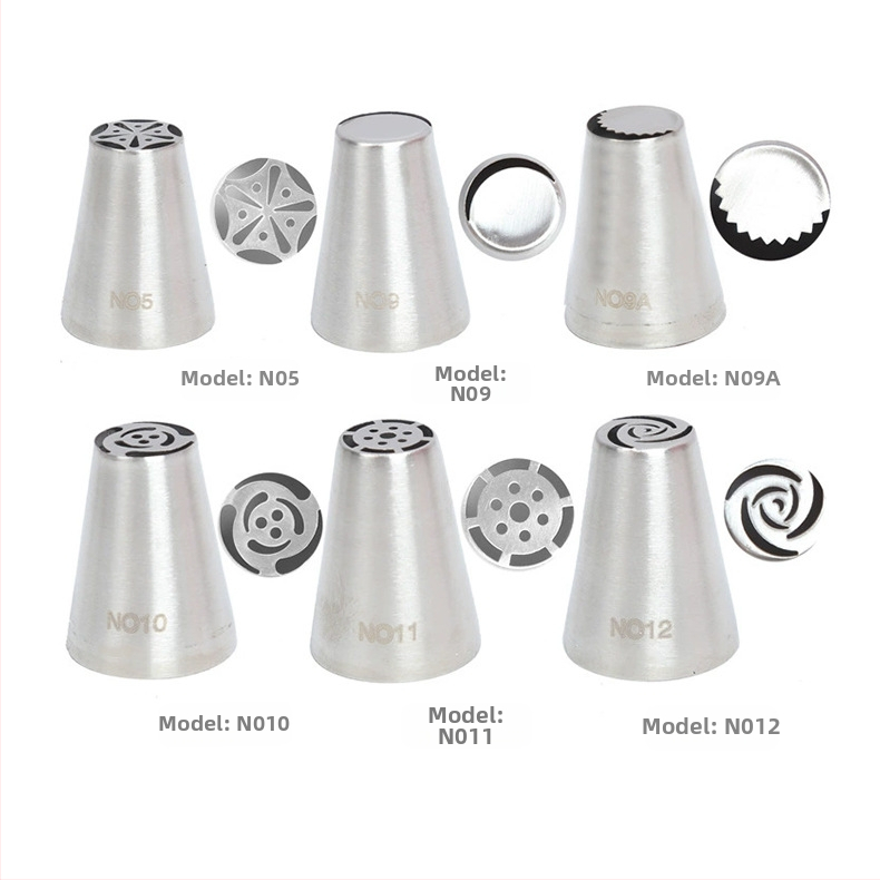 Rusiškų dekoravimo antgalių rinkinys iš 304 nerūdijančio plieno, vientisas kreminės dekoravimo antgalis, kepimo įrankis, formelė