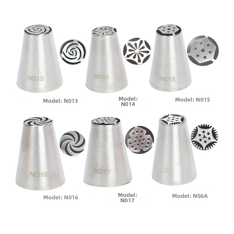 Rusiškų dekoravimo antgalių rinkinys iš 304 nerūdijančio plieno, vientisas kreminės dekoravimo antgalis, kepimo įrankis, formelė