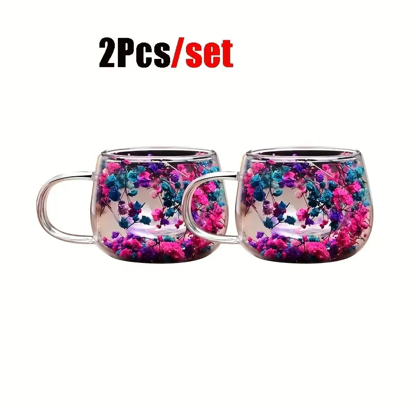 Határokon átnyúló univerzális internetes híresség valódi virág kétrétegű üveg magas színű értékű kísérő ajándék kávéscsésze boroszilikát egyszerű csésze
