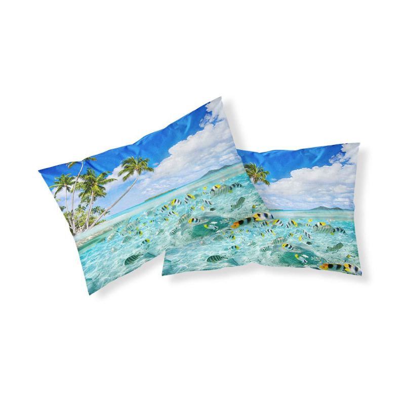 Kryžminio pasienio vandenyno paplūdimio Havajų atogrąžų jūros žuvų spausdintas antklodės užvalkalas miegamojo svečių kambario patalynės dekoravimui