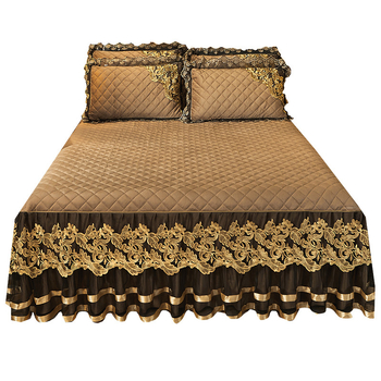 Нов европейски стил, лек луксозен, удебелен, ватиран кристален кадифен покрив за легло, комплект от три части, зимни чаршафи за единично легло