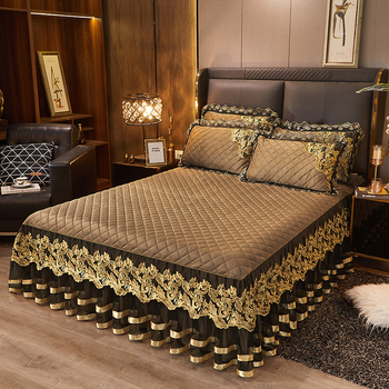 Нов европейски стил, лек луксозен, удебелен, ватиран кристален кадифен покрив за легло, комплект от три части, зимни чаршафи за единично легло