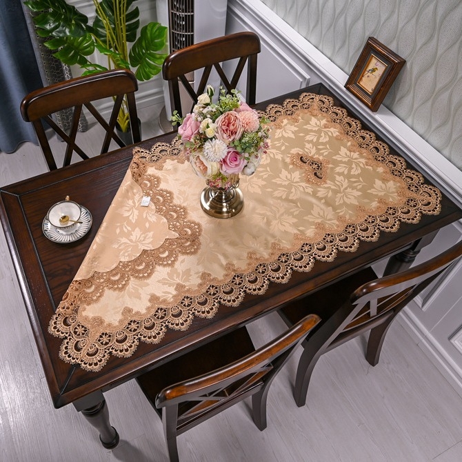 Csipke dohányzóasztal terítő téglalap alakú étkezőasztal párna szövet porálló huzat szövet háló étkezőasztal dekoratív szőnyeg európai stílusú dohányzóasztal terítő