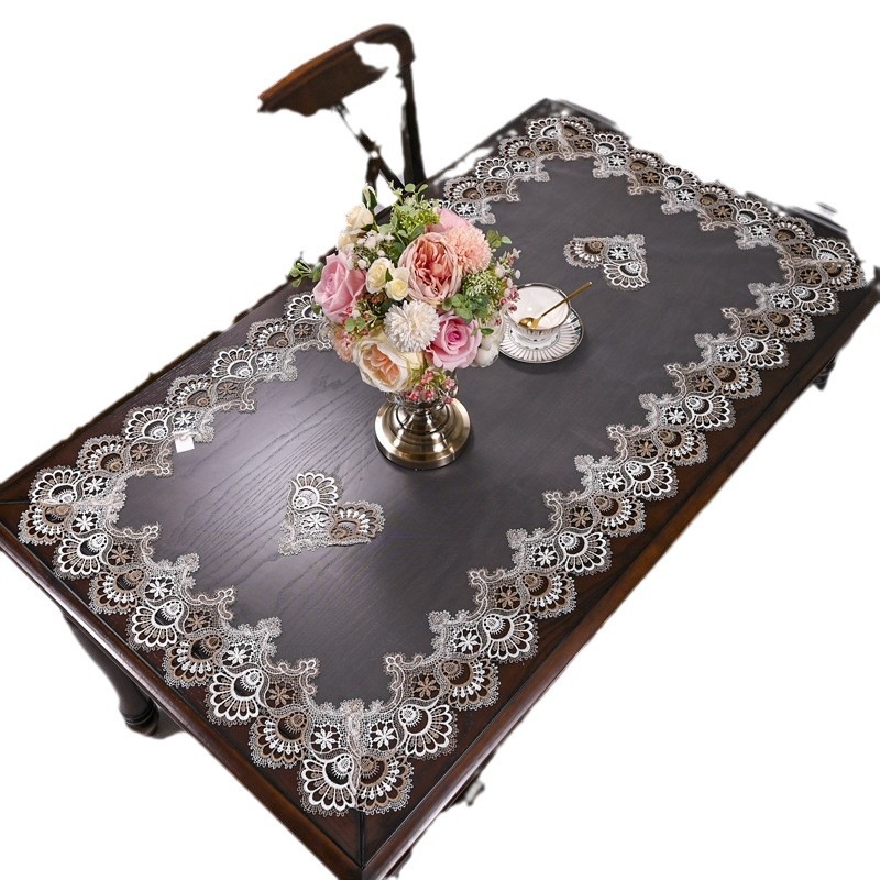 Csipke dohányzóasztal terítő téglalap alakú étkezőasztal párna szövet porálló huzat szövet háló étkezőasztal dekoratív szőnyeg európai stílusú dohányzóasztal terítő