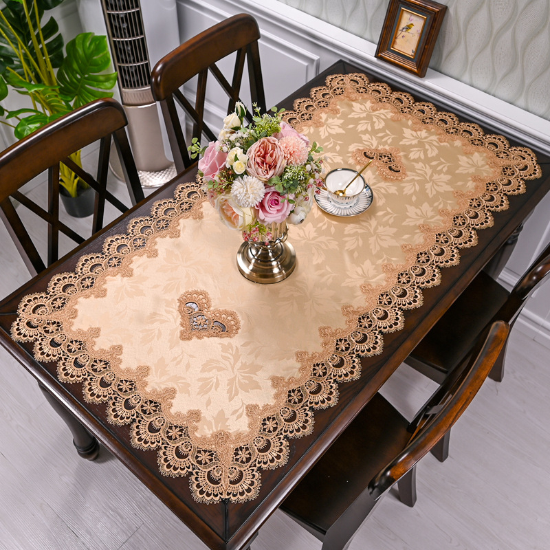 Csipke dohányzóasztal terítő téglalap alakú étkezőasztal párna szövet porálló huzat szövet háló étkezőasztal dekoratív szőnyeg európai stílusú dohányzóasztal terítő